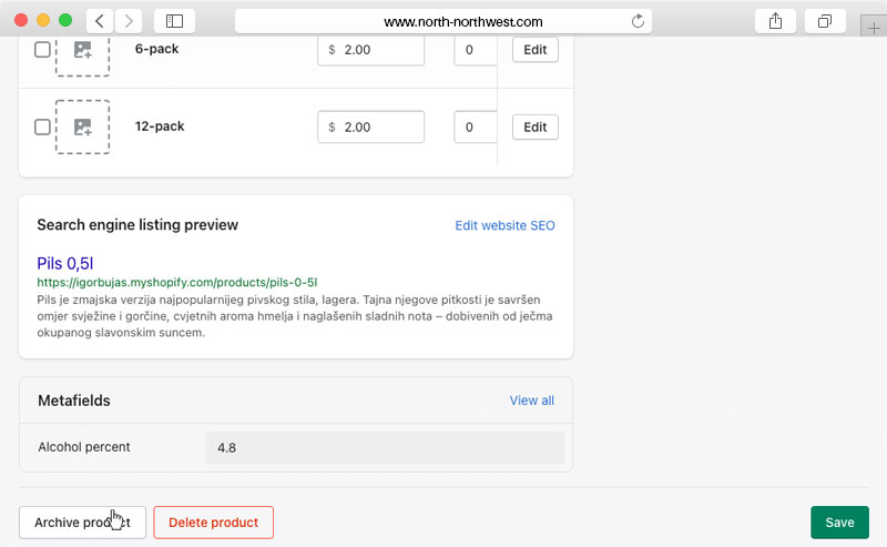 Shopify meta polja u Shopify adminu