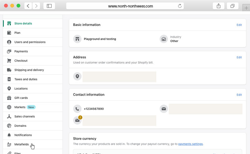 Shopify meta polja - OS 2.0