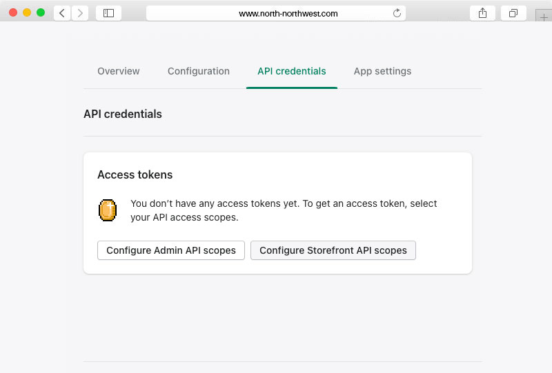 API credentials Hydrogen app